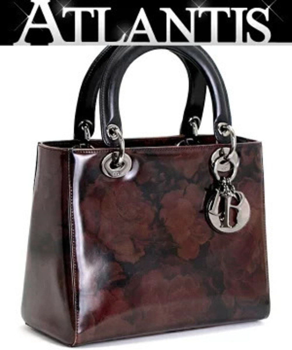 Christian Dior Lady 2way Shoulder Bag Enamel Brown